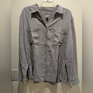 chicos Gray Button-Up Shirt Size 3x